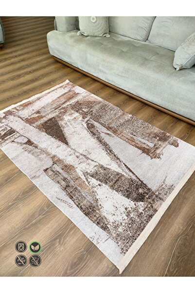 kilim home Mars16 Brush Patterned Washable Non-Slip Cotton Based Living Room ...