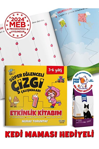 Gong 3-6 Yaş Süper Eğlenceli Çizgi Çalışmaları Çocuk Etkinlik Kitabım