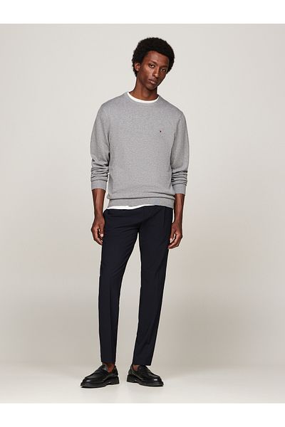 Tommy Hilfiger Men's Gray Organic Cotton Sweater - Casual Use, Brand Logo, Mw0Mw14748-P4A