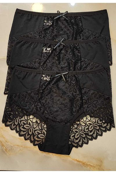 AVESŞENER High Waist Lace Plus Size Panties - Pack of 3