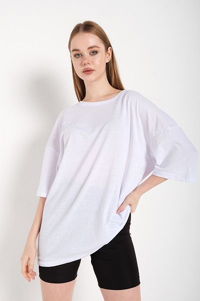 Trendseninle Γυναικείο λευκό μπλουζάκι Oversize