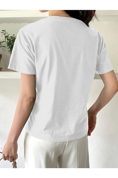 Trendseninle Γυναικείο μπλουζάκι με στάμπα White Sunshine Oversize