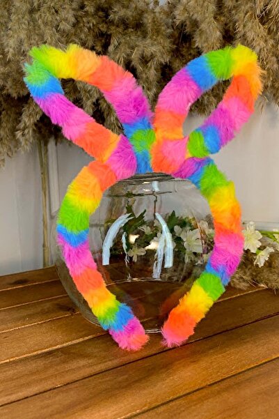 Şubu tasarım toka Gökkuşağı Desenli Peluş Taç Renkli Sbt392