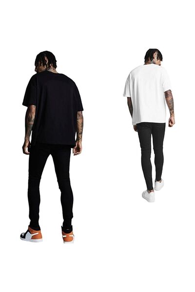 Trendseninle Μπλουζάκι Unisex Ασπρόμαυρο Savage εμπριμέ μπλουζάκι 2 συσκευασιών