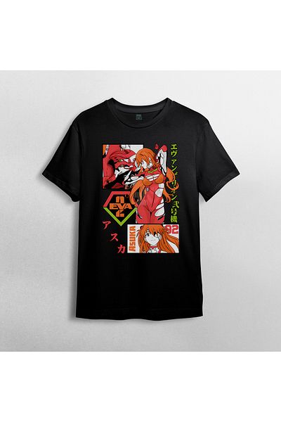 Pixxa Neon Genesis Evangelion Asuka - Μπλουζάκι από 100% βαμβακερό λαιμόκοψη μοντέλο 3