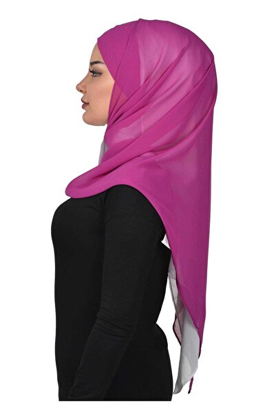 Aisha's Design Πρακτικό σάλι από σιφόν διπλού χρώματος, cps-84, φούξια - λευκό, cps-84, φούξια - λευκό