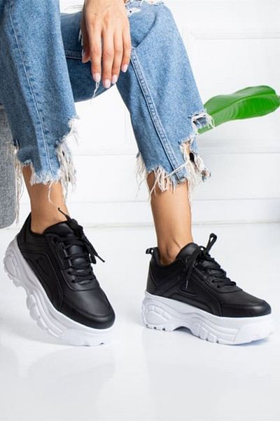 ALTUNTAŞ Women's Orthopedic Sneakers - High Sole, Black