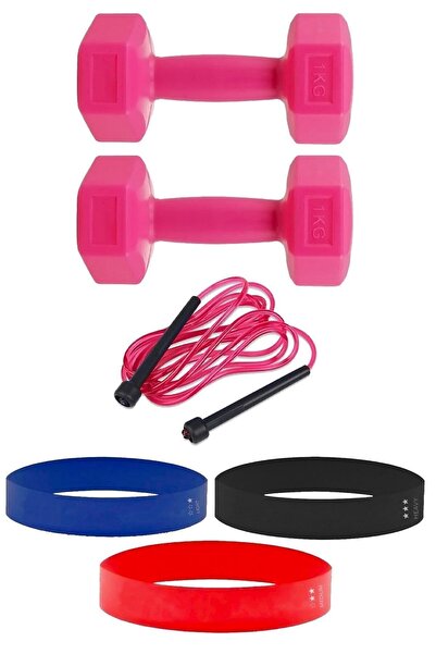 Tosima Premium Egzersiz Seti 2 Adet 1 Kg Dambıl 3 Adet Direnç Bandı Ve Atlama...