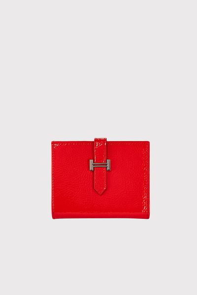 Garbalia Bright Red Helsinki Women's Card Holder Wallet - External Belt, Zipper, Coin Compartment