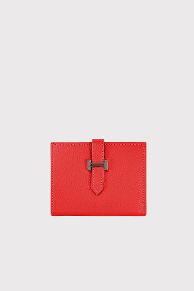 Garbalia Helsinki Red Women's Card Holder Wallet - External Belt, Zipper, Coin Compartment