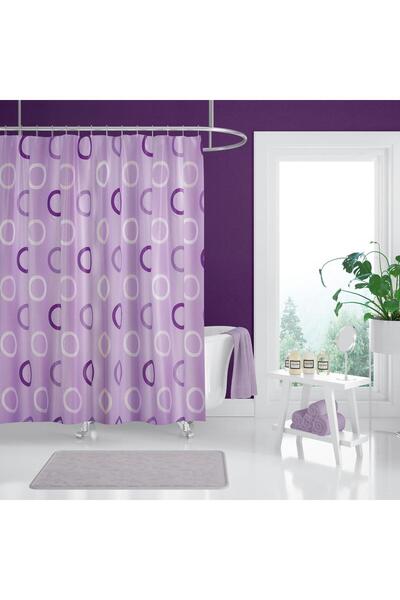 Zethome Perdeau de duș pentru baie liliac 5033 - 180x200 cu cuier Aparat cu țeavă roz 160x260 Cadou