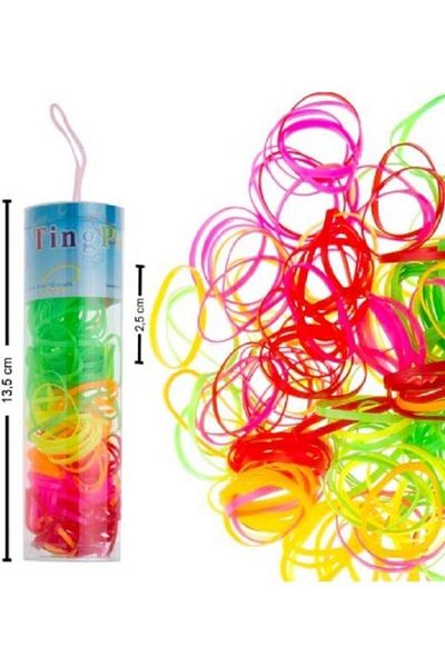 Asa Bebek Çocuk Colored Tube Hair Braiding Elastic Perm Elastic-300 Pieces -2.5 Cm