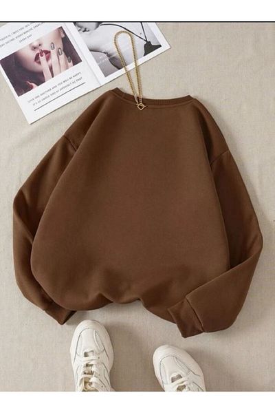 Trendseninle Γυναικείο φούτερ Coffee Shy Teddy Bear με στάμπα με λαιμόκοψη