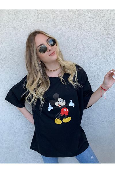 Trendseninle Μπλουζάκι με ανοιχτά μανίκια Micky Black Oversize
