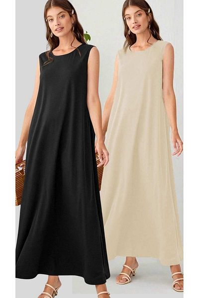 Trendseninle Black-Skin 2-Pack 100% Cotton Combed Lining Dress