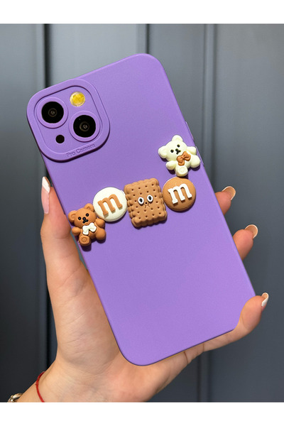 OSG iPhone 14 Uyumlu Kamera Korumalı Ayıcık Figürlü Chocolate Bear Kılıf