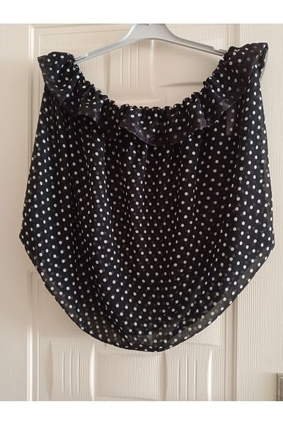 KobalBusiness 185 cm Size XXL Model - Black Chiffon, White Polka Dot and Cage Tulle