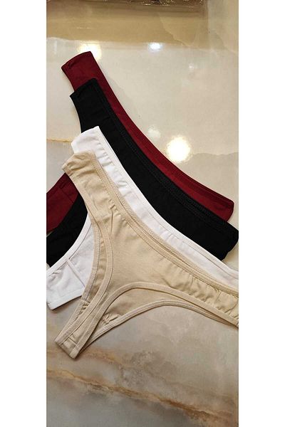 AVESŞENER Tanga Combed Cotton String 4 Pack Mixed Color