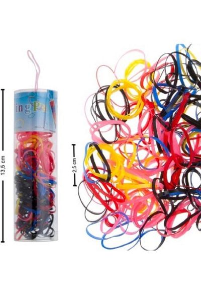 Asa Bebek Çocuk Colored Tube Hair Braiding Elastic Perm Elastic-250 Pieces -2.5 Cm