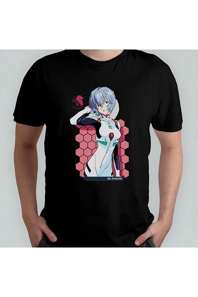Pixxa Μπλουζάκι Neon Genesis Evangelion Rei με μοτίβο 100% βαμβακερό με λαιμόκοψη - 2