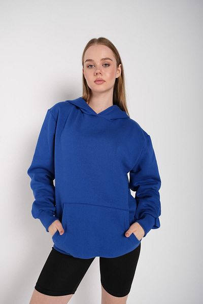Trendseninle Γυναικείο μπλουζάκι Sax Blue Oversize με κουκούλα 000