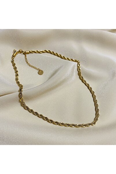 Ala Aksesuar قلادة من الفولاذ الملتوي باللون الذهبي