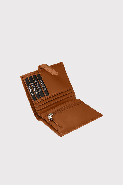 Garbalia Helsinki Tan Women's Card Holder Wallet - Coin Design with External Belt, Zipper and Compartment