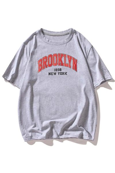 Trendseninle Мъжка сива тениска Oversize Brooklyn T-shirt