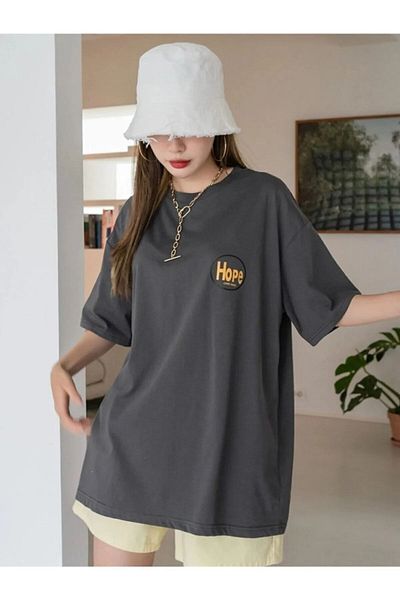 Trendseninle Tricou afumat cu sigla Hope