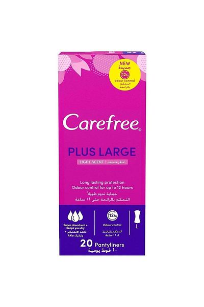 Carefree بيد بلس كبير 20 عبوة للاستخدام اليومي
