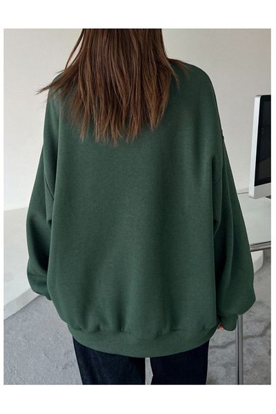 Trendseninle Γυναικείο φούτερ Nephti Green με στάμπα με λαιμόκοψη