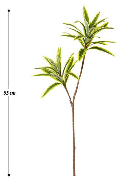Yapay Çiçek Deposu Yapay Bitki 2li Dracaena Reflexa Dalı 95 cm Yeşil-Sarı