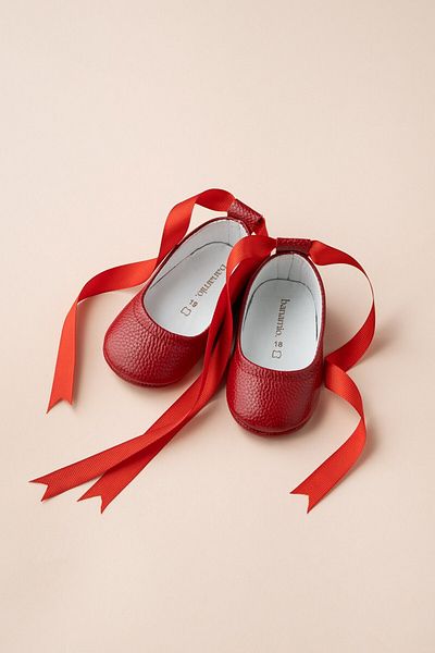 Banamio Diana Ribbon Genuine Leather Baby Ballerina Shoes