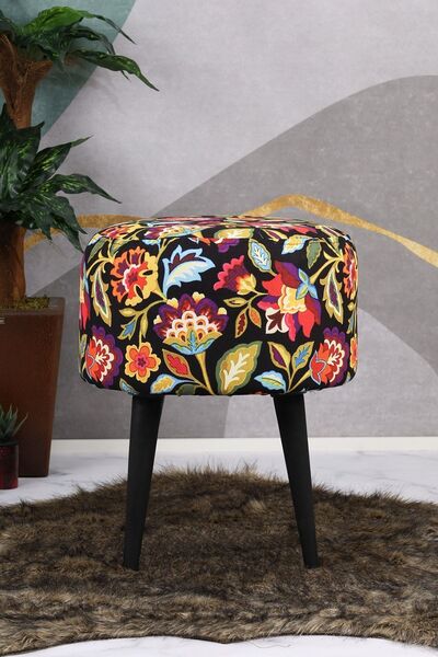 PufyHome Fawori Siyah Gürgen Ayaklı Çok Amaçlı Puf Koltuk