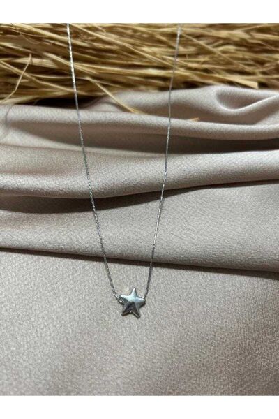 Chngroup Minimal Yıldızlı Gümüş Kaplama Kadın Kolye