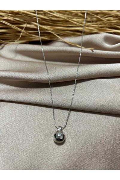 Chngroup Minimal Gümüş Kaplamalı Disko Top Aparatlı Kadın Kolye