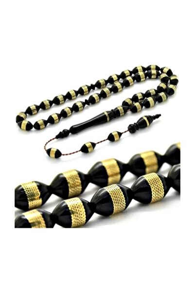 RD EKOAVM Sarmal Işlemeli Kuka Tesbih Altın Renk Tespih Siyah
