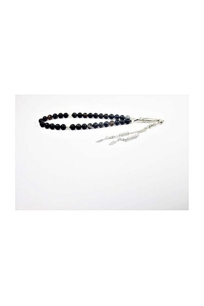 RD EKOAVM Double Tassel Leaf Tip Globe Cut Rosary 8 mm Black Veined Agate Rdt12148