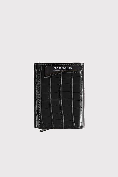 Garbalia Αυτόματο πορτοφόλι θήκης καρτών Black Croco Mechanism με θήκη νομισμάτων