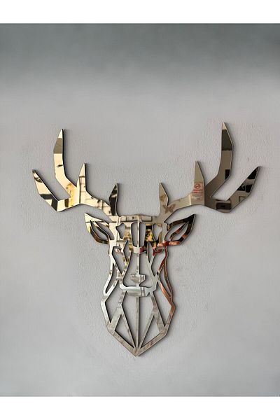 Numa Concept Cap de Cerb din Plexi Auriu - Decoratiuni de Perete Decupate cu Laser, 40x40 Cm
