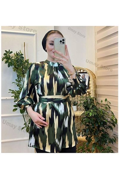 ZEES STORE Women's Green Satin Tunic