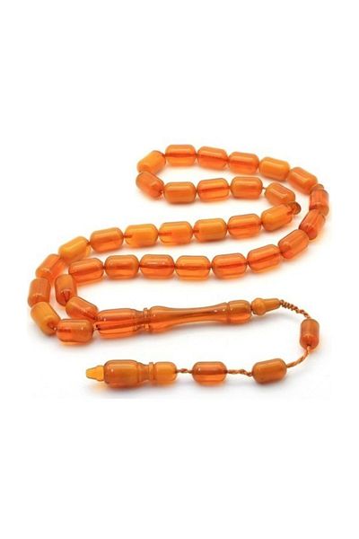 RD EKOAVM Brown Polish Amber Prayer Beads - Capsule Cut
