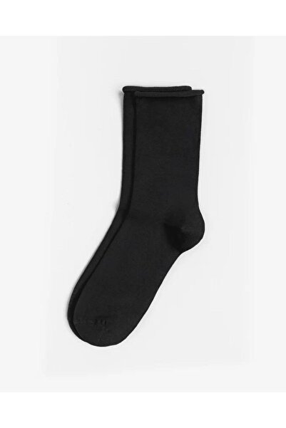 Bolero Roll Top Elasticless Women's Black Bamboo Socket Socks