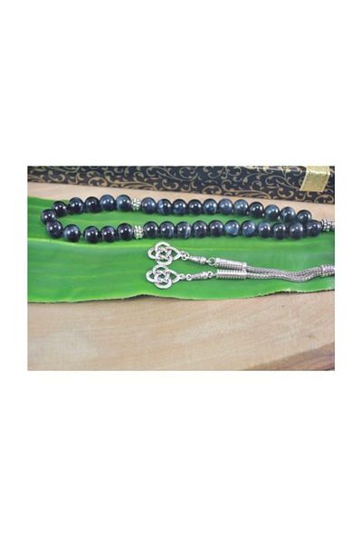 RD EKOAVM Double Tassel Kazaz Tip Globe Cut 8mm Rosary Black Turtle Eye Rosary Rdt2207