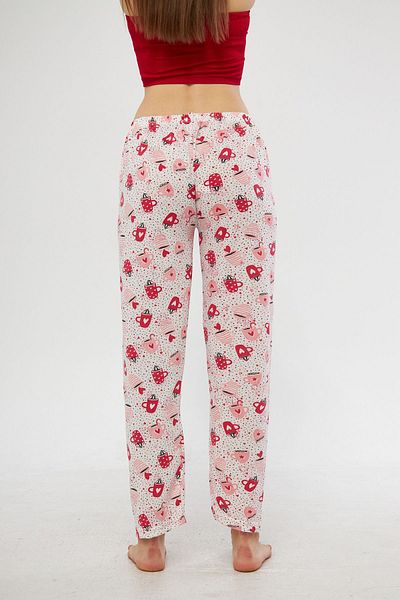 Oyga 3-Piece Patterned Women's Ribbon Casual Home Wear Pajama Bottoms
