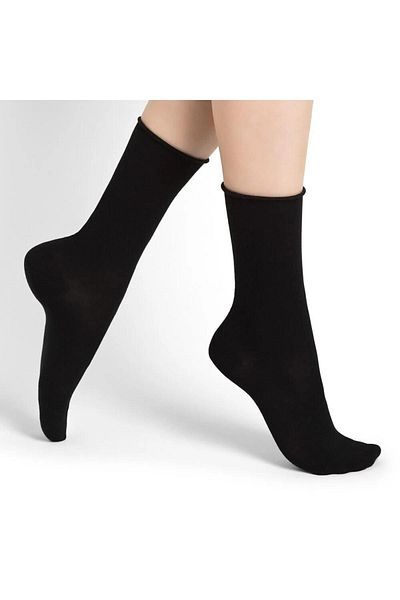Bolero Roll Top Elasticless Women's Black Bamboo Socket Socks