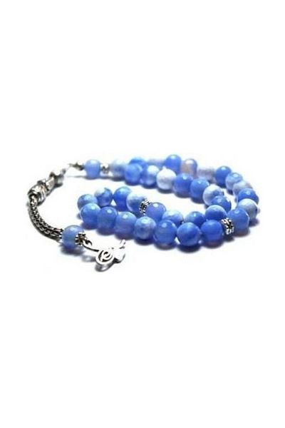 RD EKOAVM Blue Agate Stone Rosary 8 mm Facet Cut Rosary
