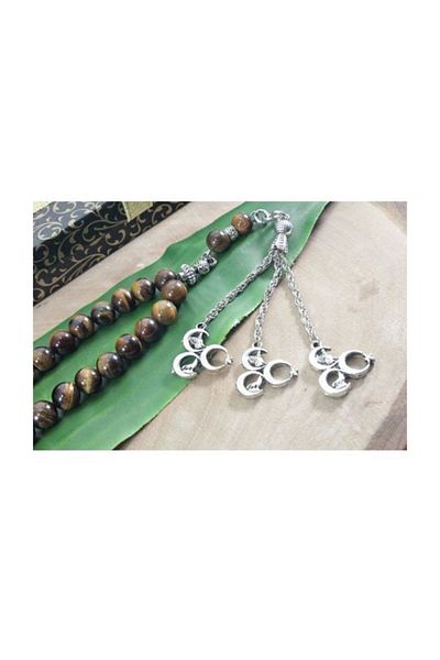 RD EKOAVM 8mm Globe Cut Three Tassel and Three Crescent Rosary Turtle Eye - Rdt2166