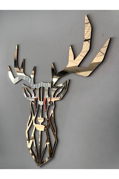 Numa Concept Cap de Cerb din Plexi Auriu - Decoratiuni de Perete Decupate cu Laser, 40x40 Cm
