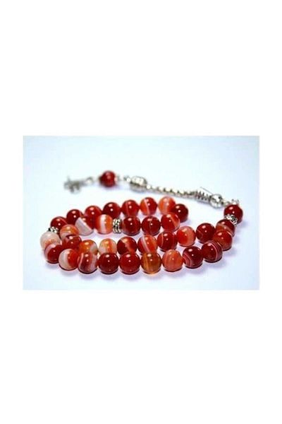 RD EKOAVM 8 Mm Globe Cut Variegated Agate Stone Rosary